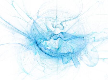 beautiful blue pale sky smoke fractal ink on  white background abstract backgroundの写真素材