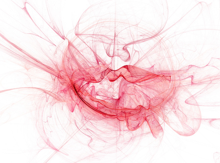 beautiful red blood pale sky smoke fractal ink on  white background abstract backgroundの写真素材