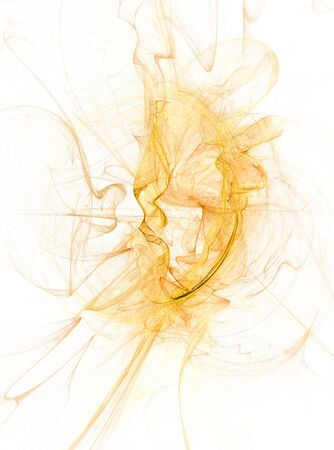 beautiful yellow gold pale sky smoke fractal ink on  white background abstract backgroundの写真素材