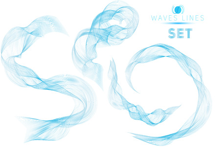 great set blue blend massive waves water abstract background for design isolated templateのイラスト素材