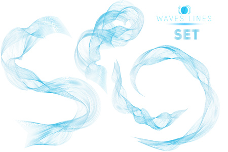 great set blue blend massive waves water abstract background for design isolated templateのイラスト素材