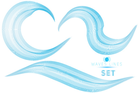set blue blend massive waves water abstract background for design template isolatedのイラスト素材