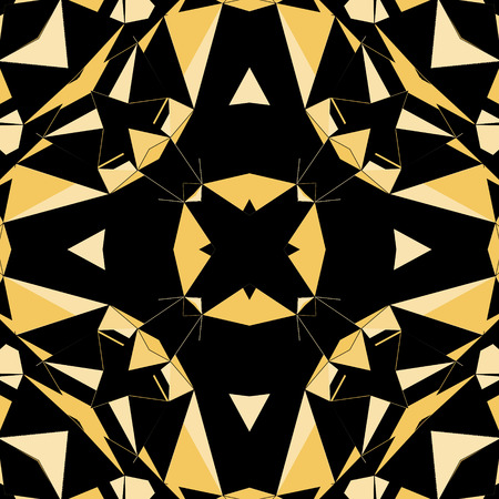 black and gold geometric triangle pattern seamless texture vectorのイラスト素材