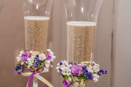 Wedding glasses with champagneの写真素材