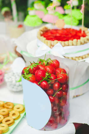 Candy bar for a children's holidayの写真素材