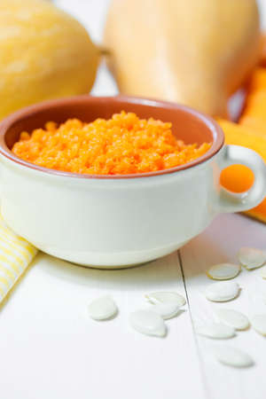 Pumpkin porridge. Autumn pumpkin. Autumn food. Healthy food. Healthy lifeの写真素材