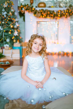 Little girl with curly hairの写真素材