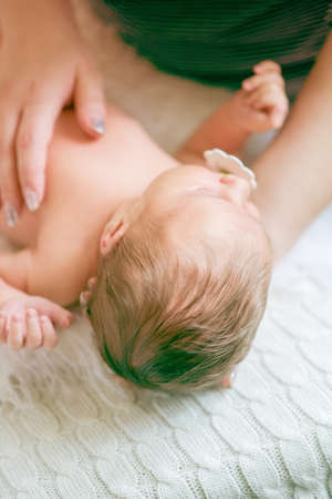 Home portrait of a newborn babyの写真素材