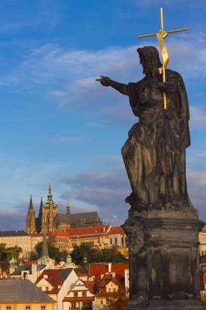 Statue on Charles Bridgeの写真素材