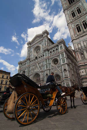 In front of Duomo of Florenceの写真素材