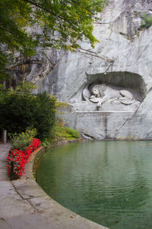 The crying lion monument in Lucern, Switzerland のeditorial素材