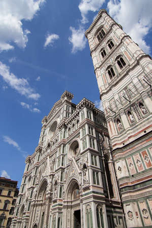 Clear sky day in front of the cathedral of Florence, Italy 