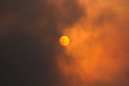 The picture of the half sun in the dusk time の写真素材