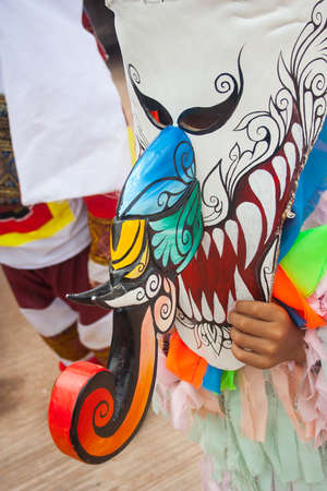 Phi Ta Khon is a type of masked procession celebrated on the first day of a three-day Buddhist merit-making holiday known in Thai as ?Boon Pra Wate?. The annual festival takes place in *May, June or July at a small town of Dan Sai in the northeastern provのeditorial素材