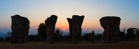 This is called "Stonehenge of Thailand" in the dawn.の写真素材