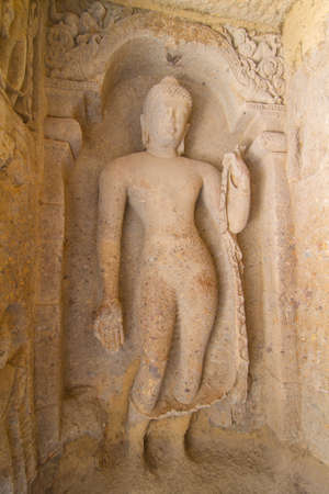 The bas relief of Buddhist in Mumbai cave.のeditorial素材