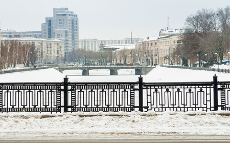 Winter snowy cityscapeの写真素材