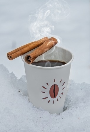 Paper cup with coffeeの写真素材