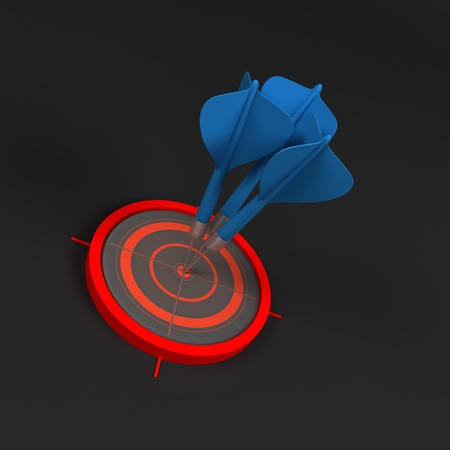 three dimensional dart on white backgroundの写真素材