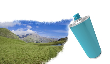 Spray can with CMYK colors