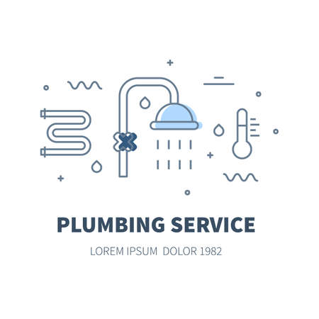 Plumbing service concept design illustration and logo of showerのイラスト素材