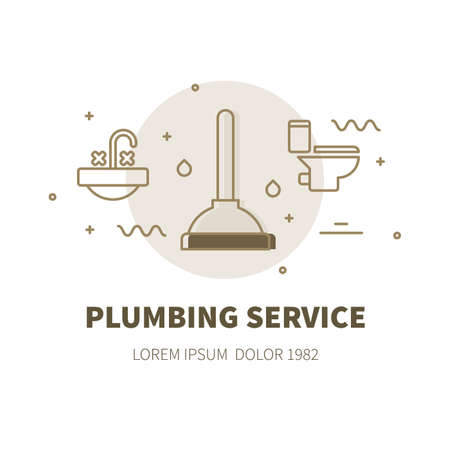 Plumbing service concept design illustration and logo of plungerのイラスト素材