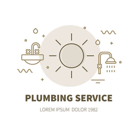 Plumbing service concept design illustration and logo of day time and sunのイラスト素材