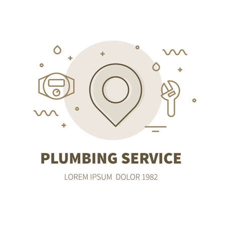 Plumbing service concept design illustration and logo of local companyのイラスト素材