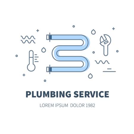 Plumbing service concept design illustration and logo of heated towel railのイラスト素材