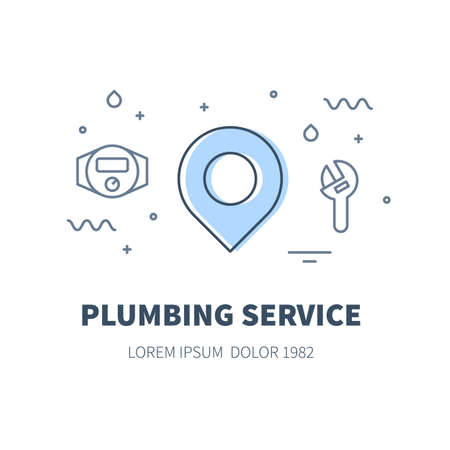 Plumbing service concept design illustration and logo of local companyのイラスト素材