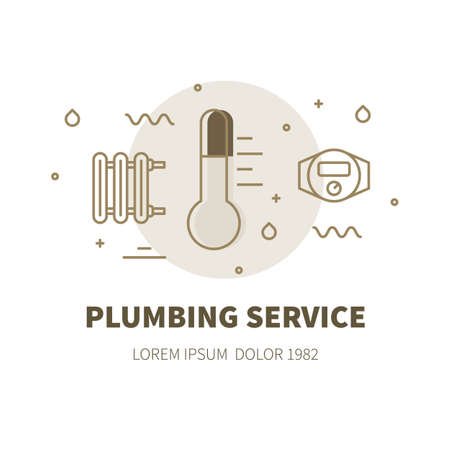 Plumbing service concept design illustration and logo of thermometerのイラスト素材