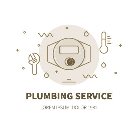 Plumbing service concept design illustration and logo of water meterのイラスト素材