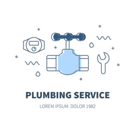 Plumbing service concept design illustration and logo of valveのイラスト素材
