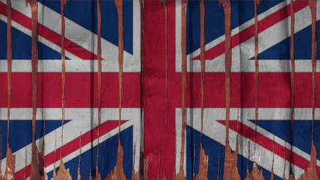 United Kingdom Flag tinted vertical on the wood textureの写真素材