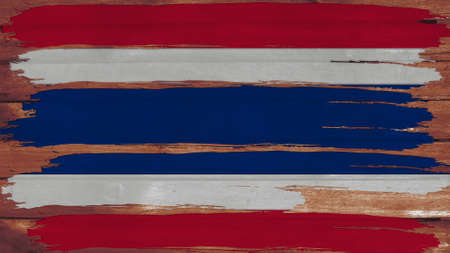 Thailand Flag tinted horizontal on the wood textureの写真素材