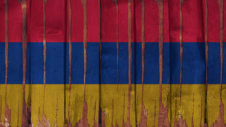 Armenia Flag tinted vertical on the wood textureの写真素材