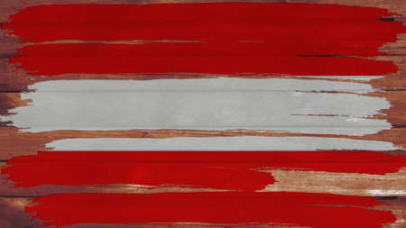 Austria Flag tinted horizontal on the wood textureの写真素材