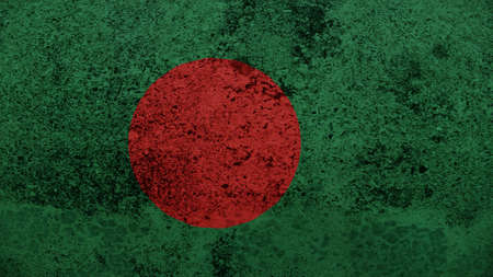 Bangladesh Flag on the old wall textureの写真素材