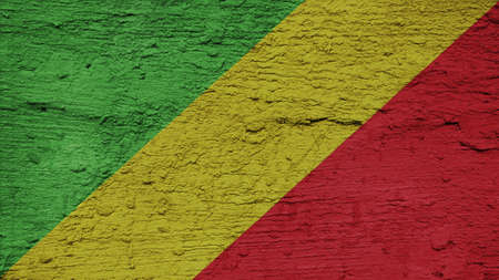 Republic of the Congo Flag on the wall textureの写真素材