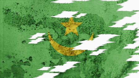 mauritania flag lacerate old texture with seamの写真素材