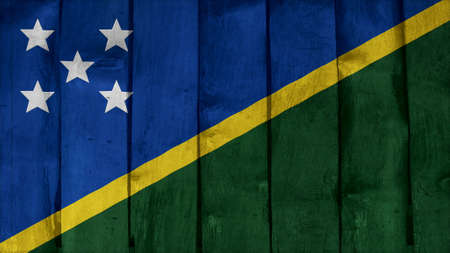 solomon islands Flag on the wood textureの写真素材