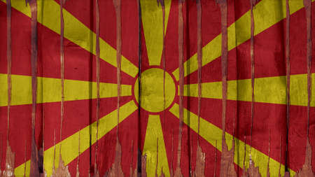 macedonia Flag tinted vertical on the wood textureの写真素材