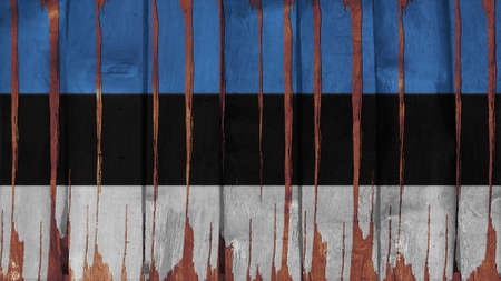 estonia Flag tinted vertical on the wood textureの写真素材