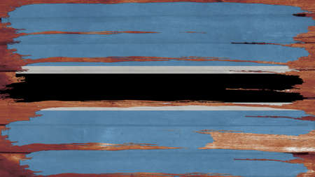 botswana flag paint on wood horizontal textureの写真素材