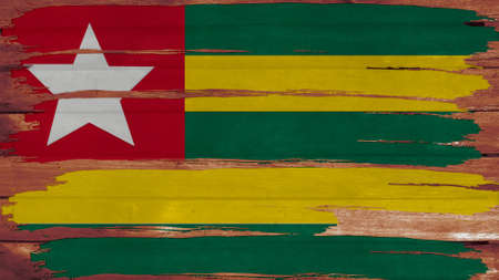 togo flag paint on wood horizontal texture