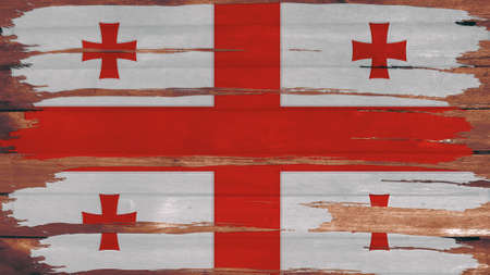 georgia Flag tinted horizontal on the wood textureの写真素材