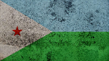 djibouti Flag on the old wall texture