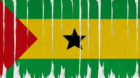 sao tome and principe Flag vertical paint texture big size.の写真素材