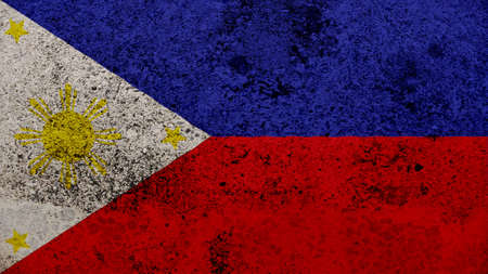 Philippines Flag on the old wall textureの写真素材
