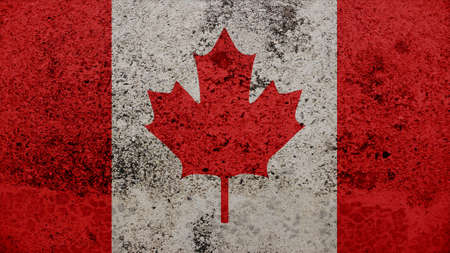 canada Flag on the old wall textureの写真素材